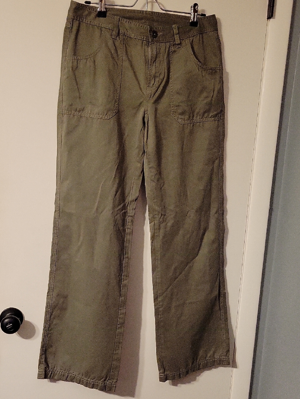 Life Is Good Pants Wide Leg Pockets Brushed Cotton Twill Bohemian Olive Green 8.